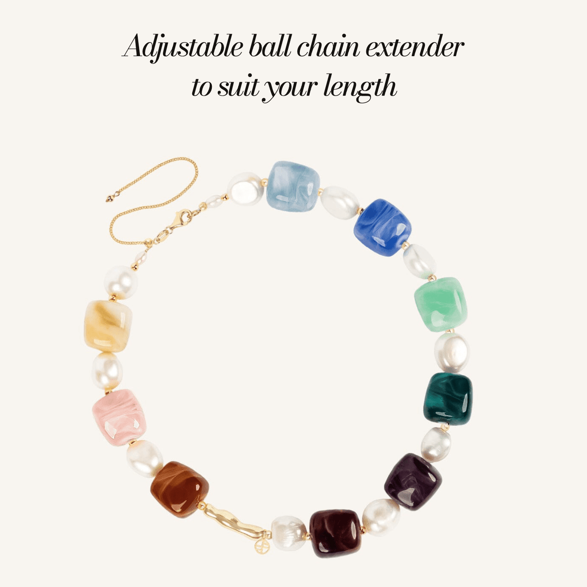 Amalfi Necklace: adjustable ball chain extender to suit your length