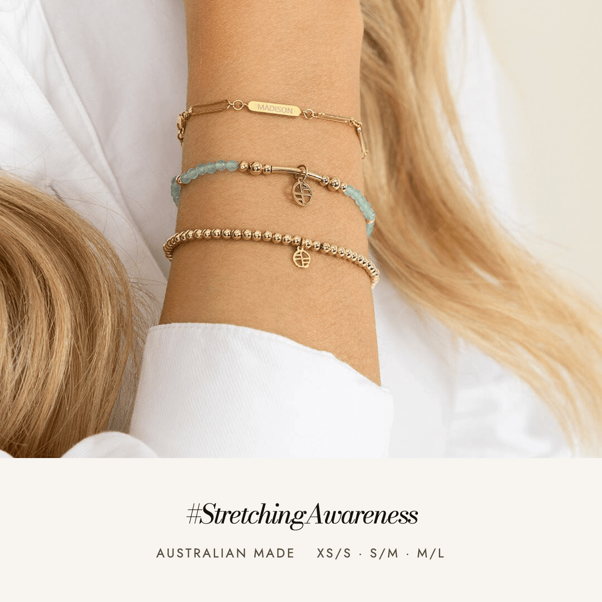 Dementia Australia Awareness Bracelet worn: #StretchingAwareness, Australian made, sizes XS/S to M/L