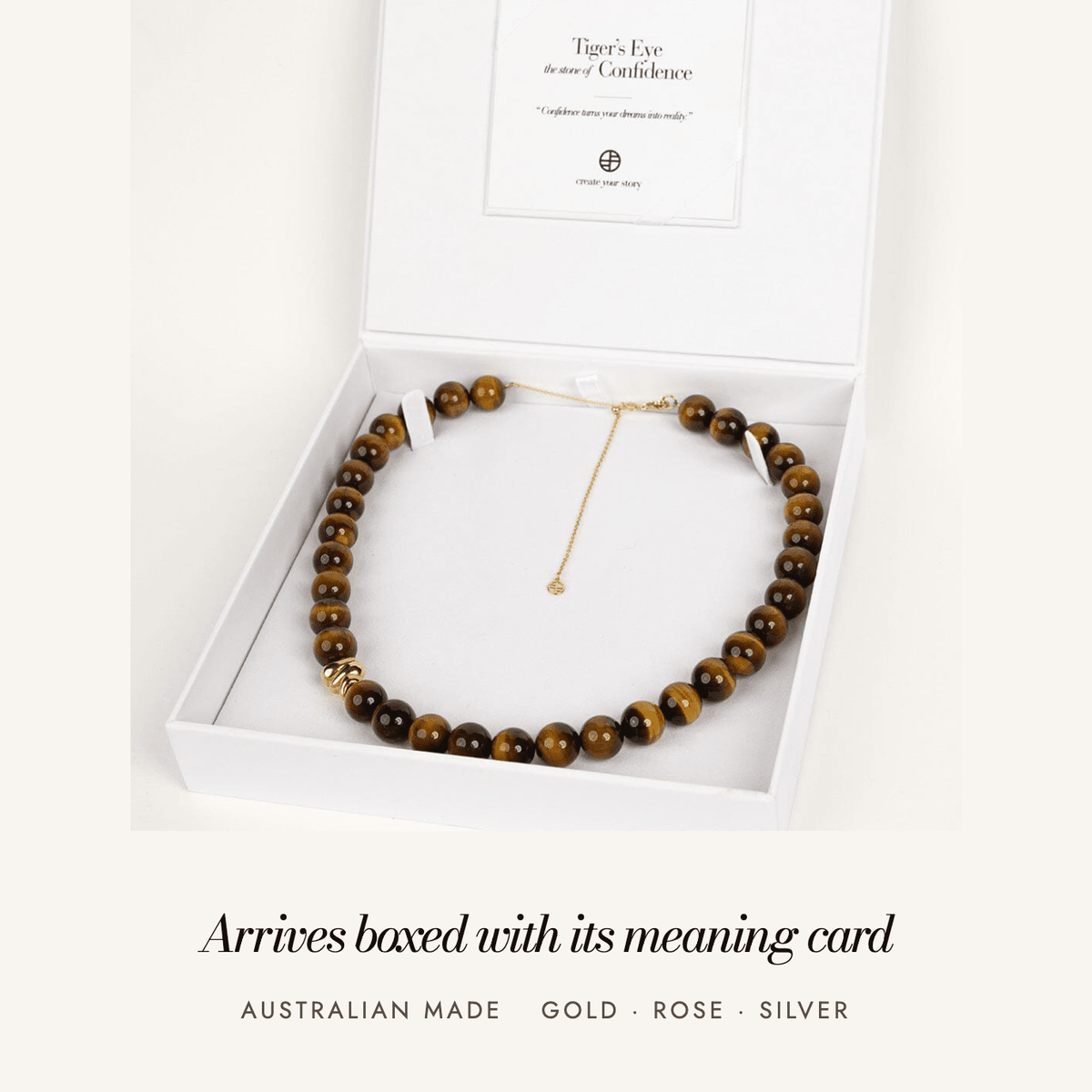 Terra Necklace Ember: arrives boxed with its meaning card, Australian made