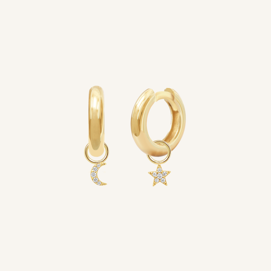 Astro Star Moon Plain Hoops