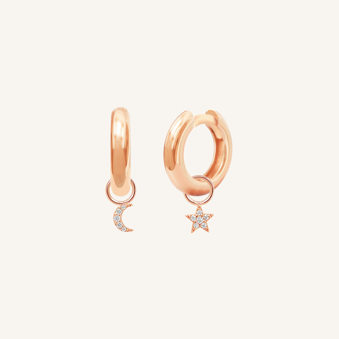 Astro Star Moon Plain Hoops