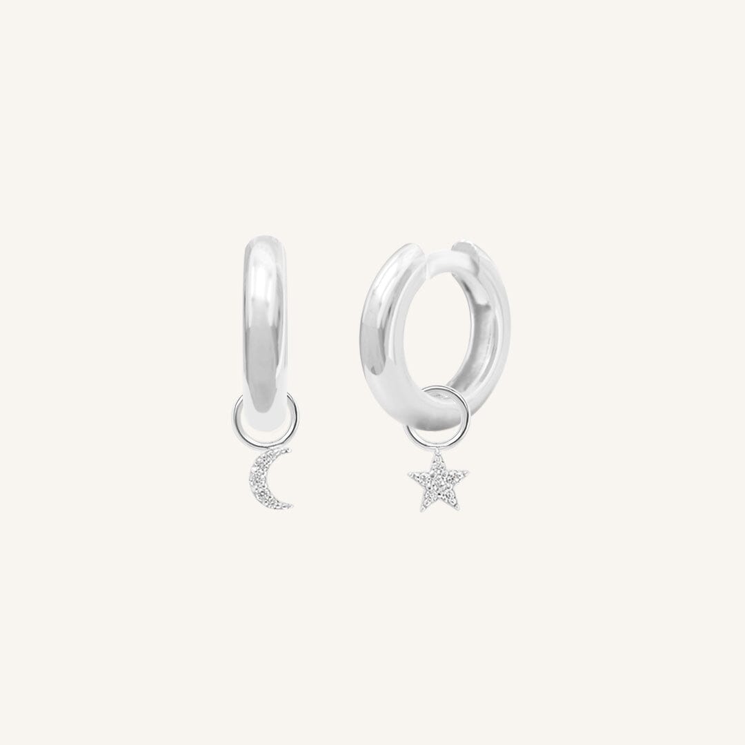 Astro Star Moon Plain Hoops