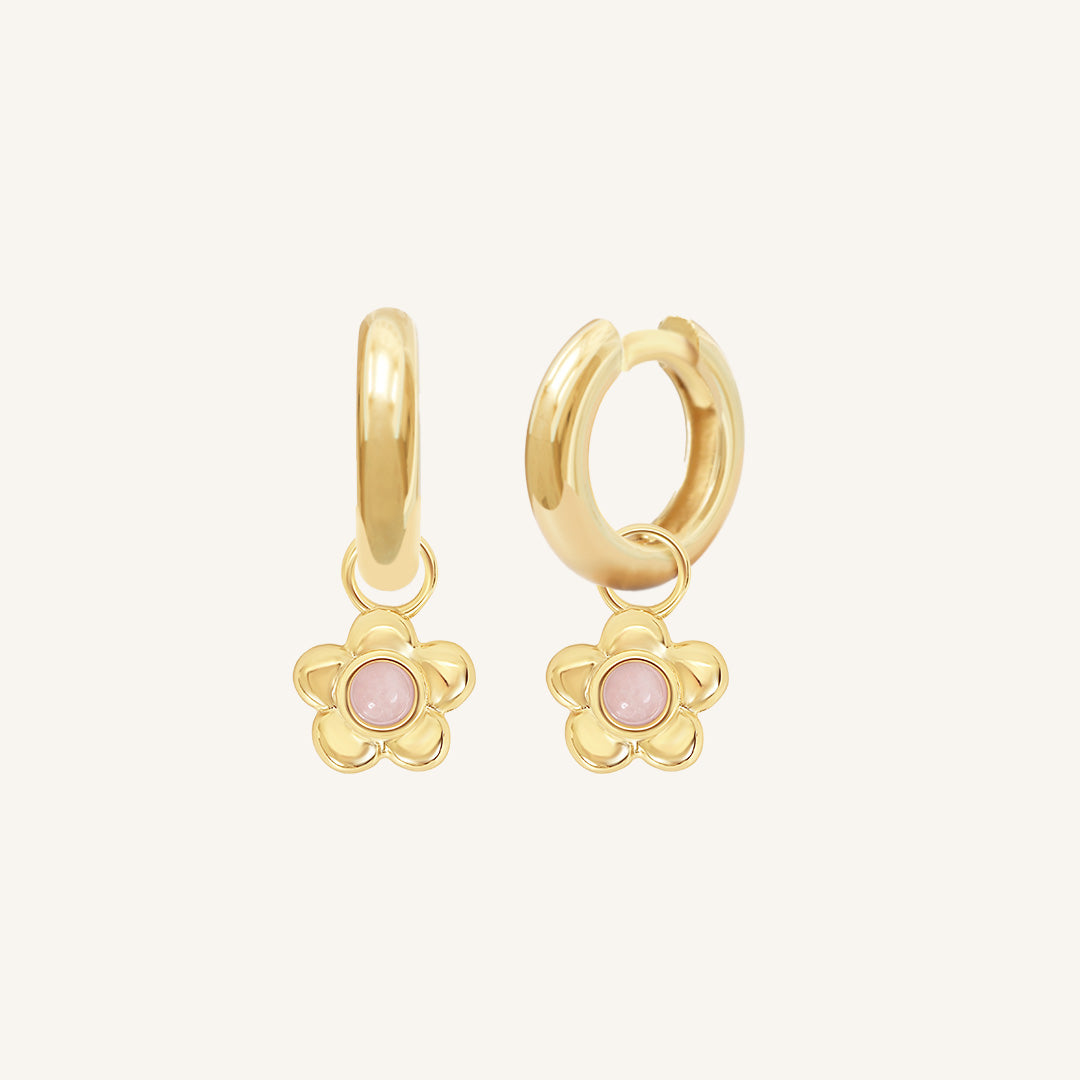 Blossom Flower Charm Hoops