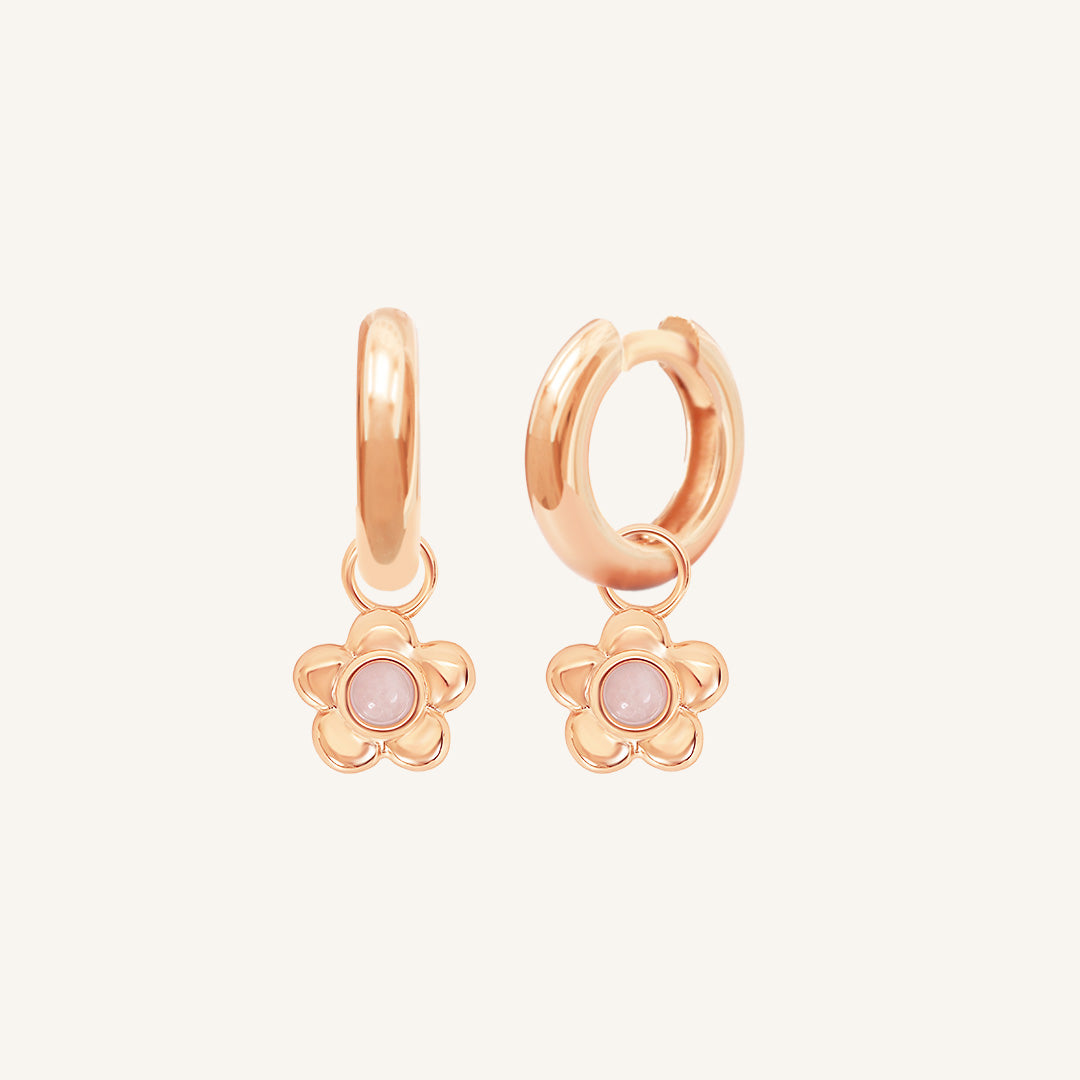 Blossom Flower Charm Hoops
