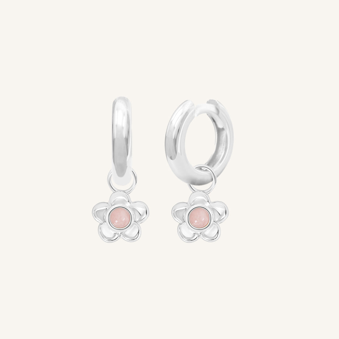 Blossom Flower Charm Hoops