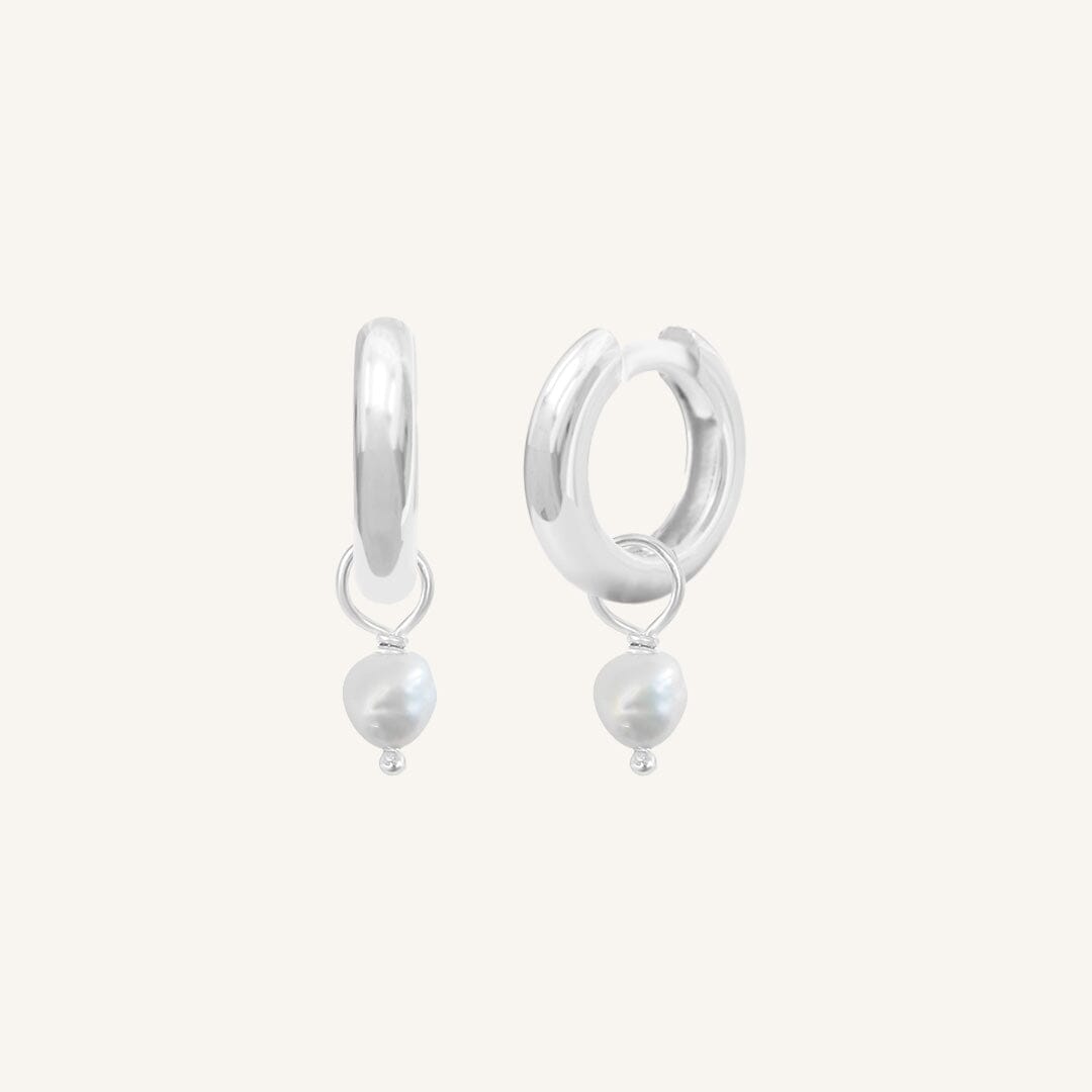 Pearl Plain Hoops - Stone of Potential