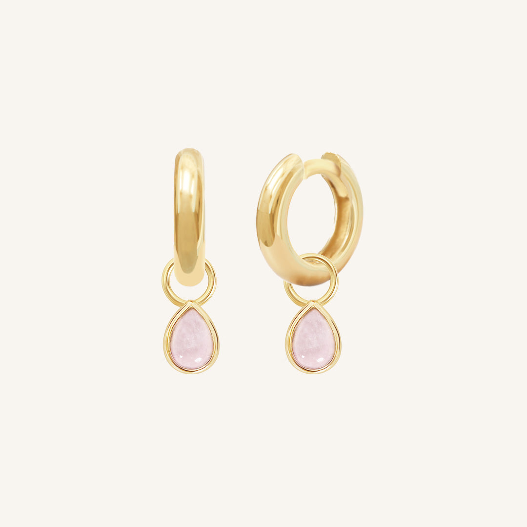 Rose Quartz Trove Charm Hoops