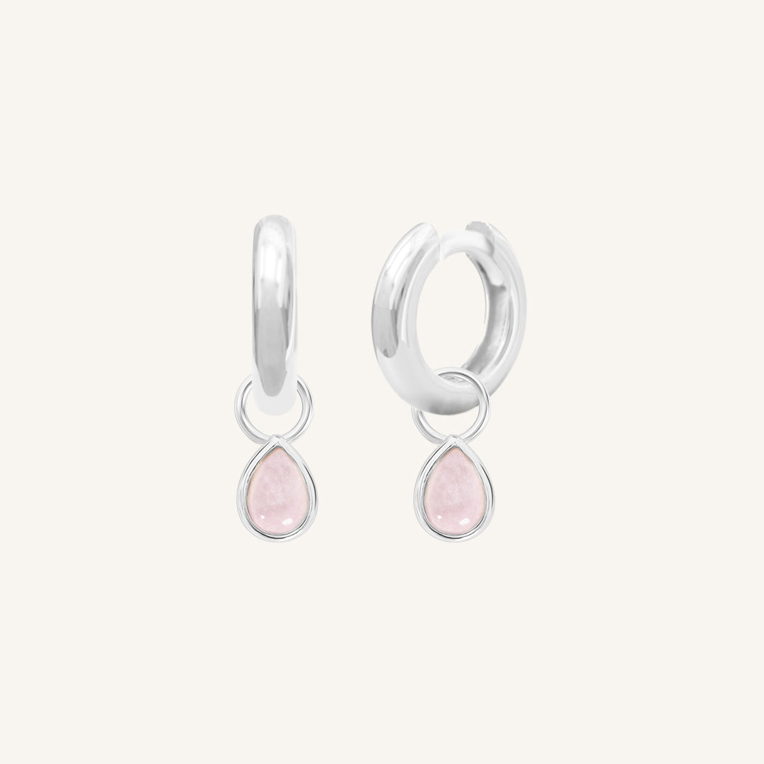 Rose Quartz Trove Charm Hoops