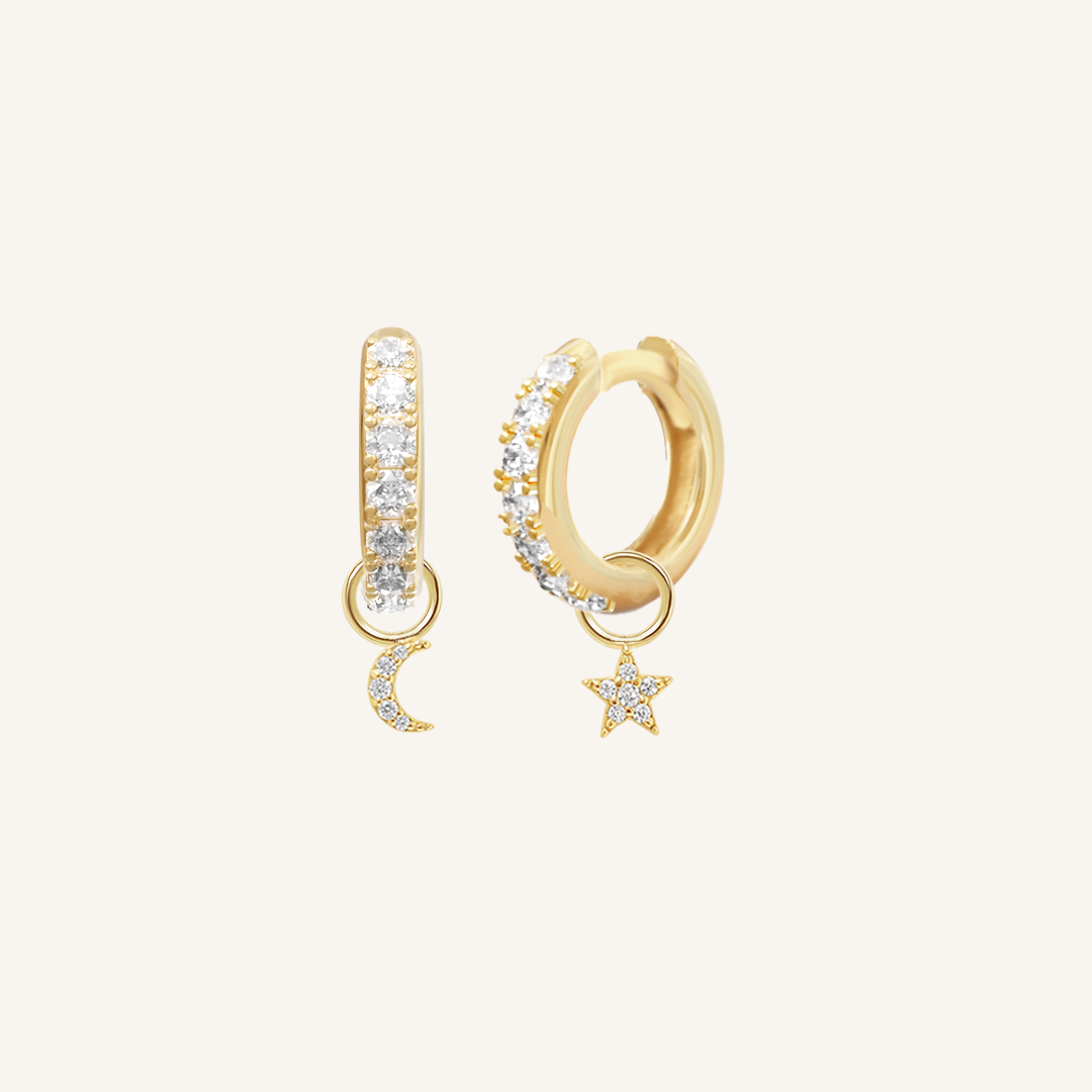 Astro Star Moon Crystal Hoops