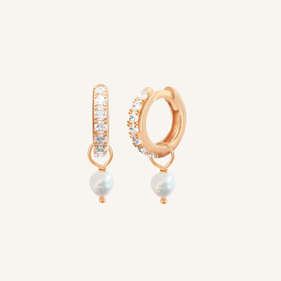 Pearl Crystal Hoops - Stone of Potential