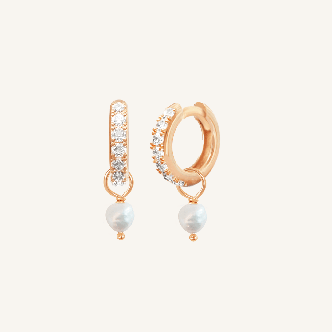 Pearl Crystal Hoops - Stone of Potential