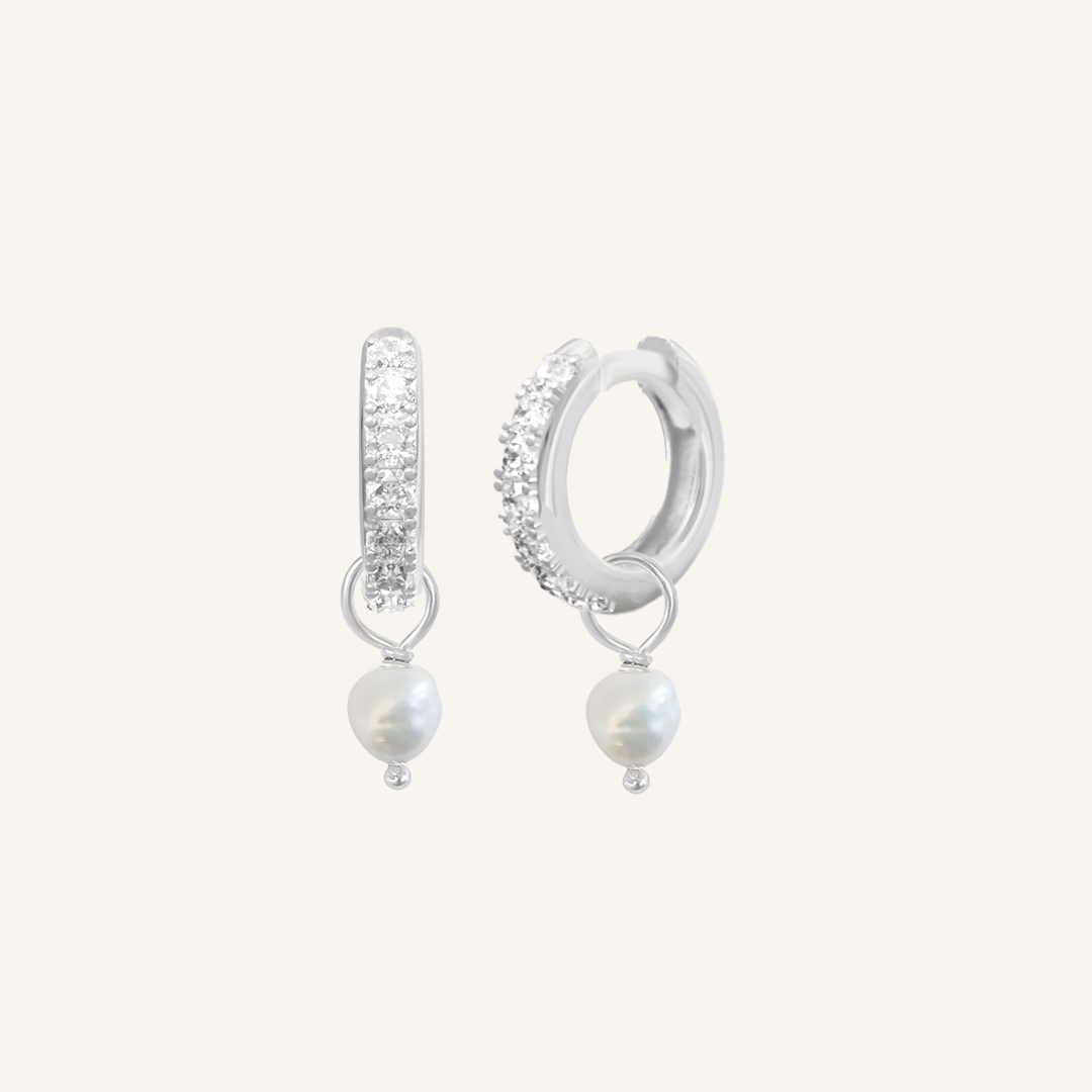Pearl Crystal Hoops - Stone of Potential