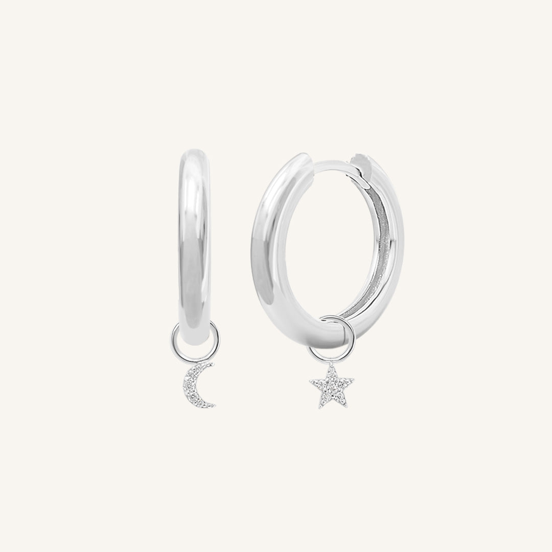 Astro Star Moon Plain Hoops