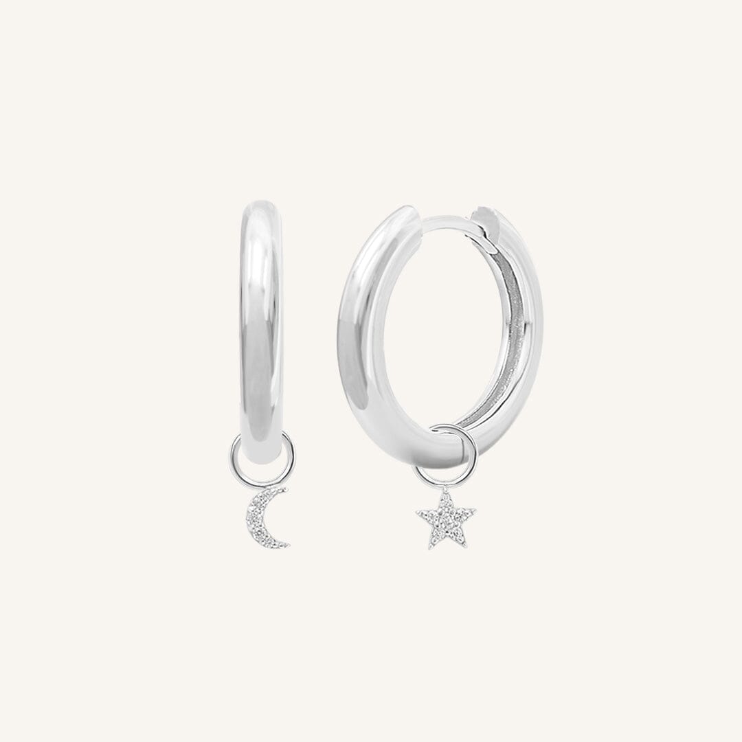 Astro Star Moon Plain Hoops