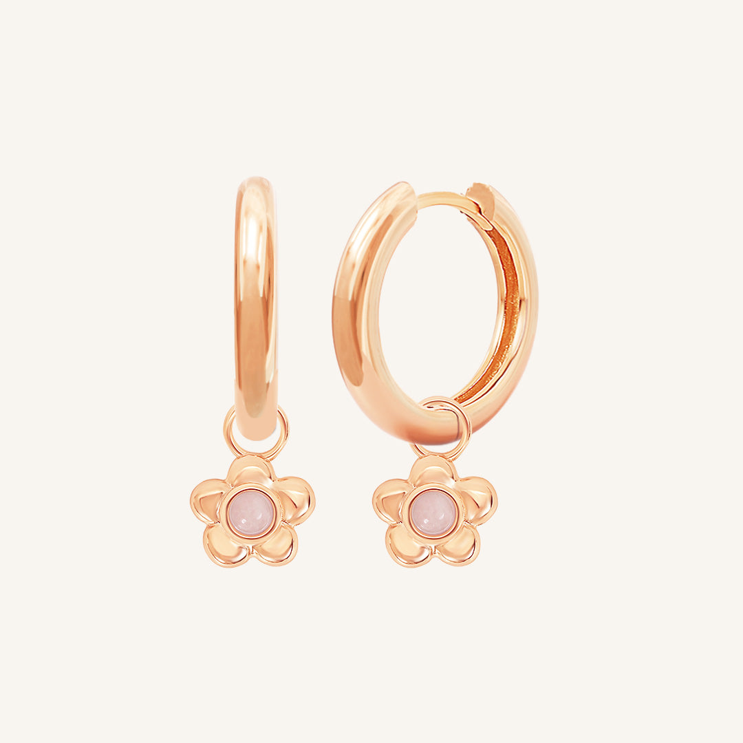 Blossom Flower Charm Hoops
