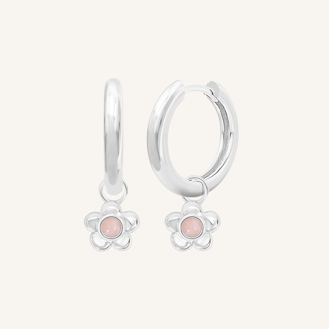Blossom Flower Charm Hoops