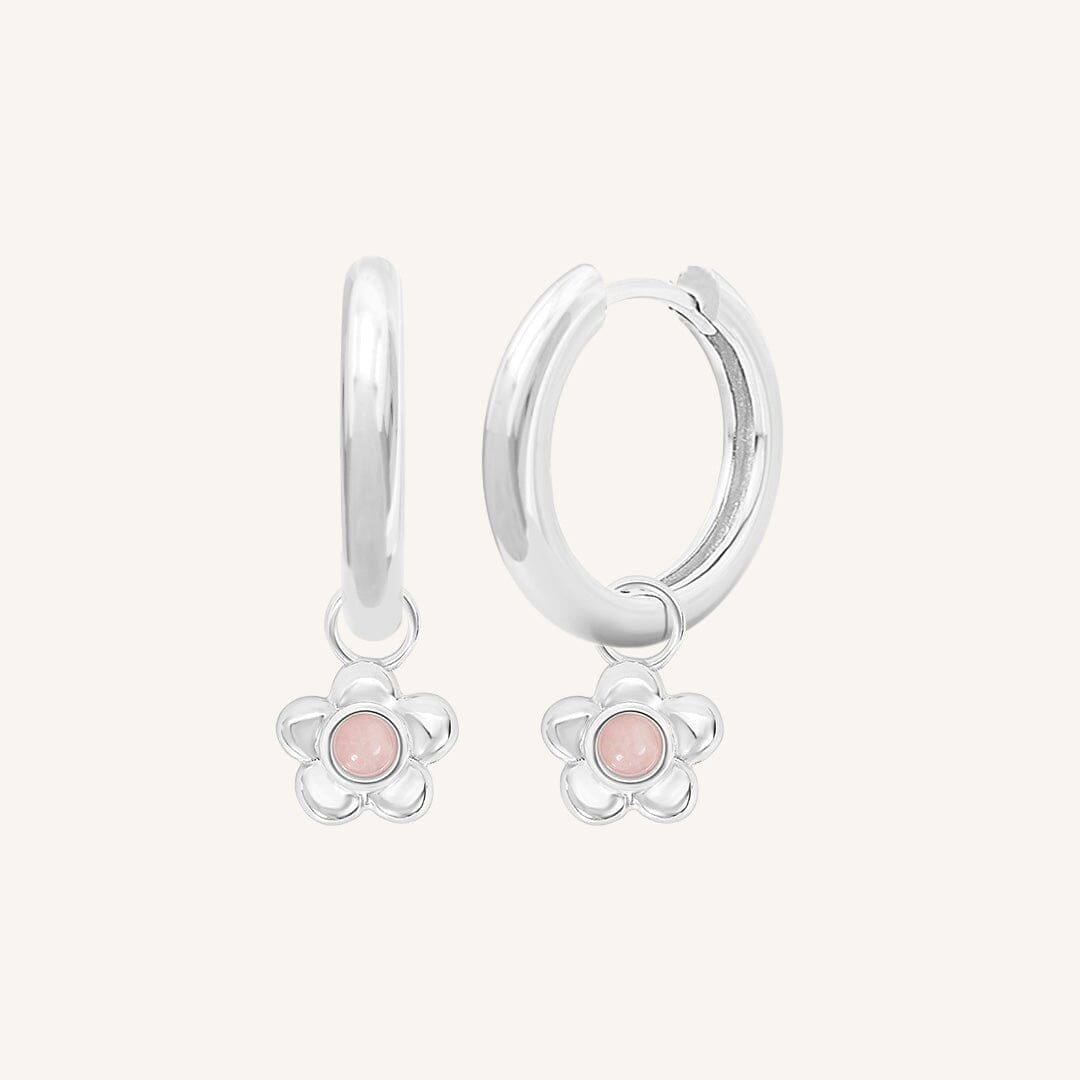 Blossom Flower Charm Hoops