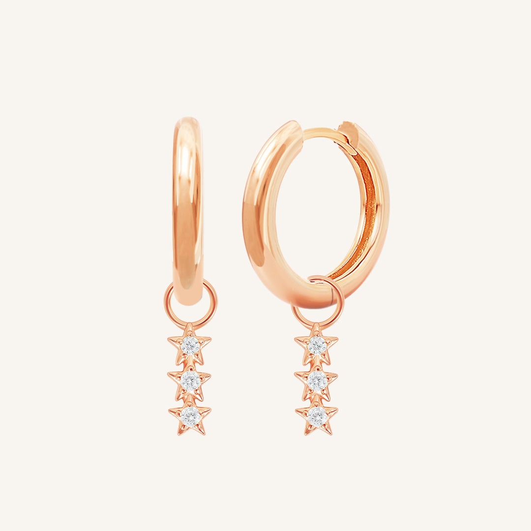 Constellation Star Charm Hoops