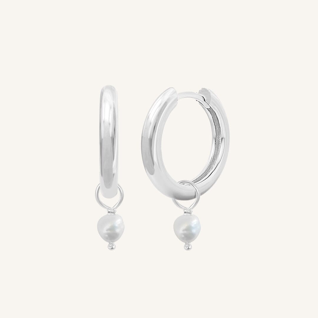 Pearl Plain Hoops - Stone of Potential