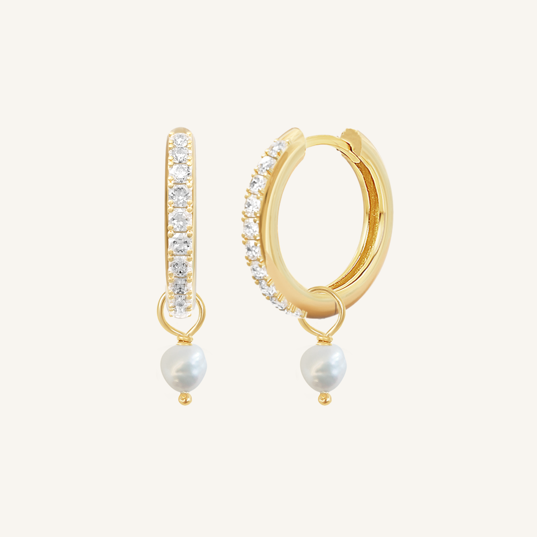 Pearl Crystal Hoops - Stone of Potential