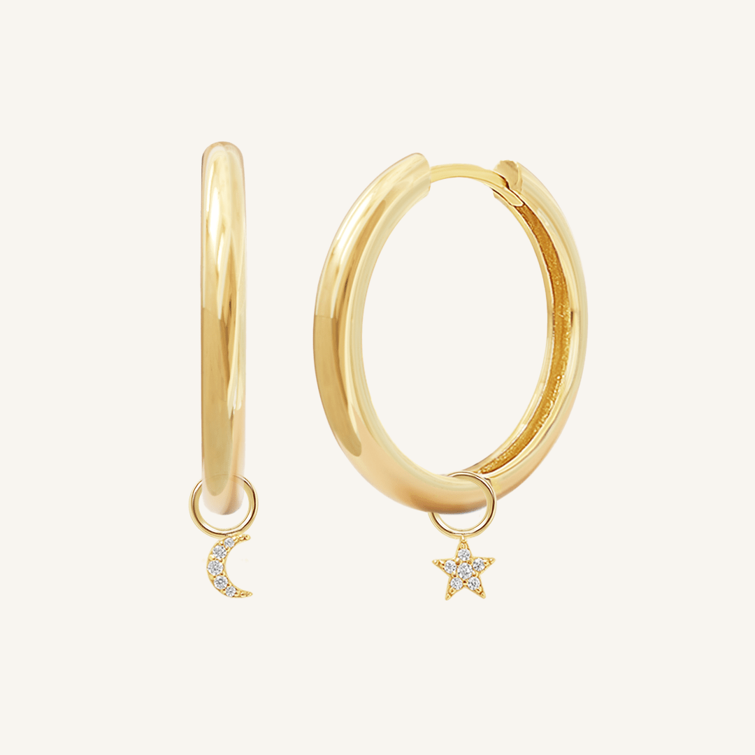 Astro Star Moon Plain Hoops