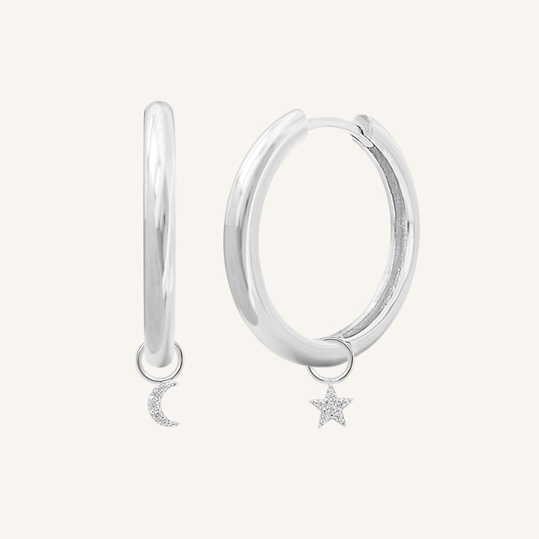 Astro Star Moon Plain Hoops