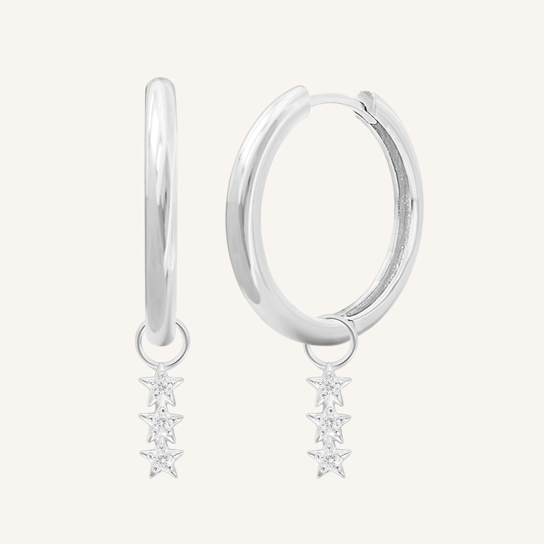Constellation Star Charm Hoops