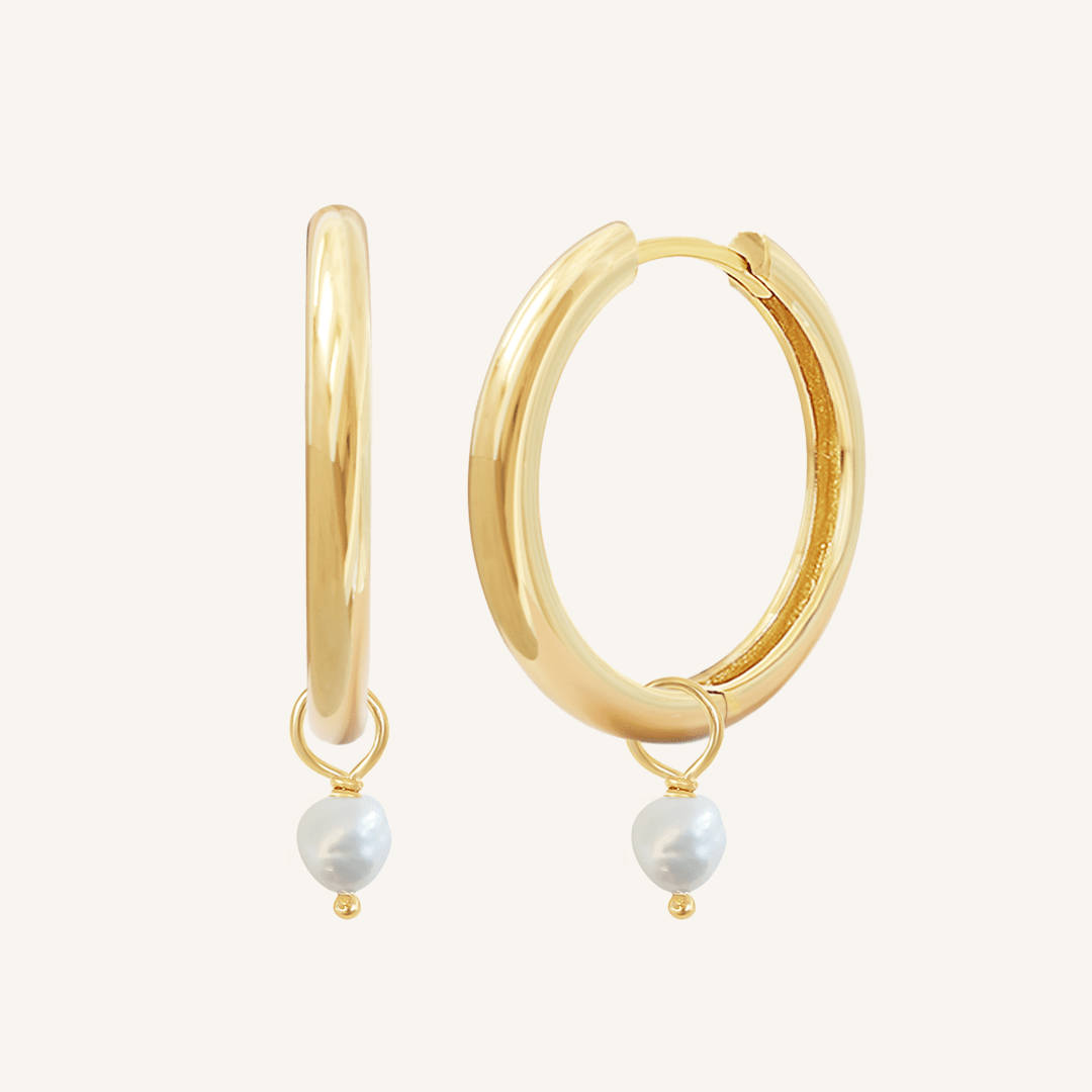 Pearl Plain Hoops - Stone of Potential