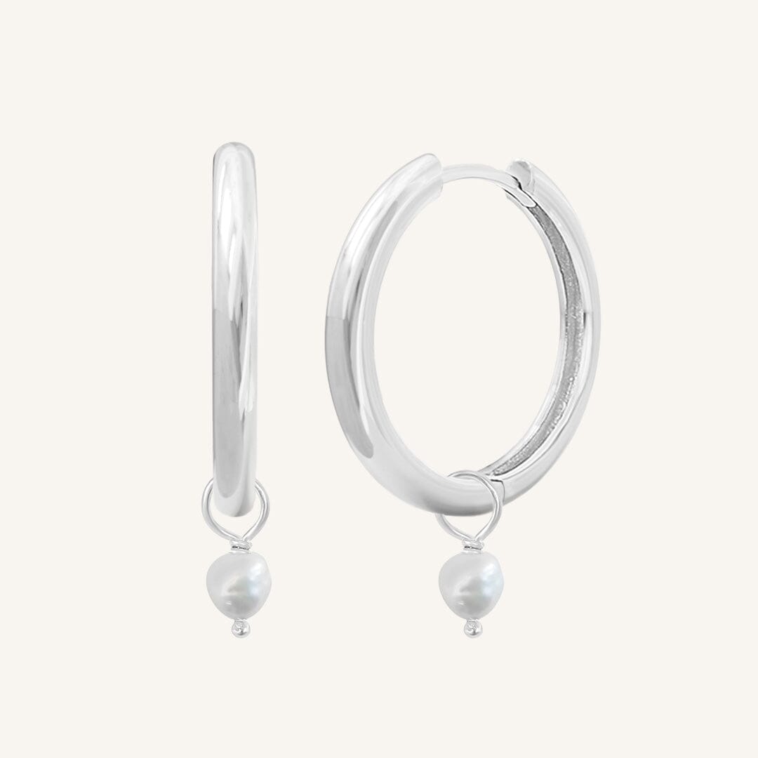 Pearl Plain Hoops - Stone of Potential
