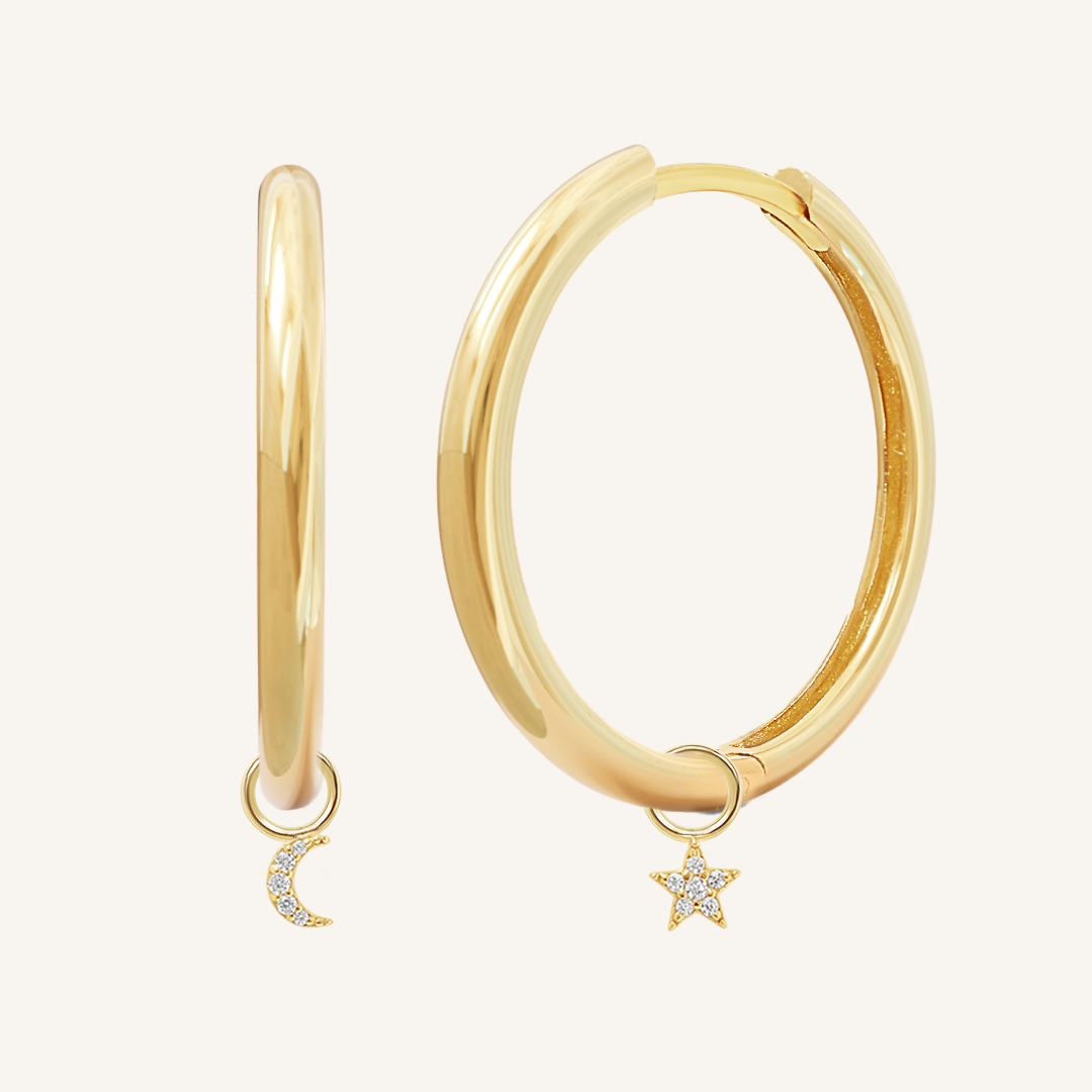 Astro Star Moon Plain Hoops