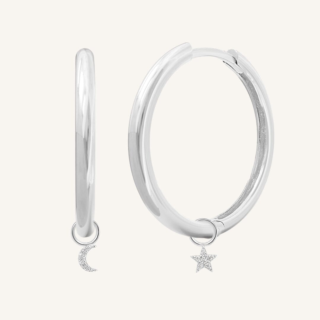 Astro Star Moon Plain Hoops
