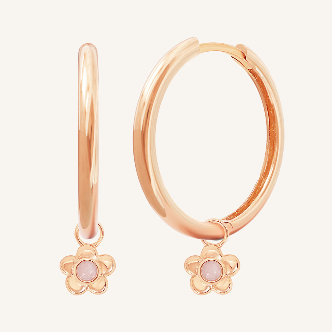 Blossom Flower Charm Hoops