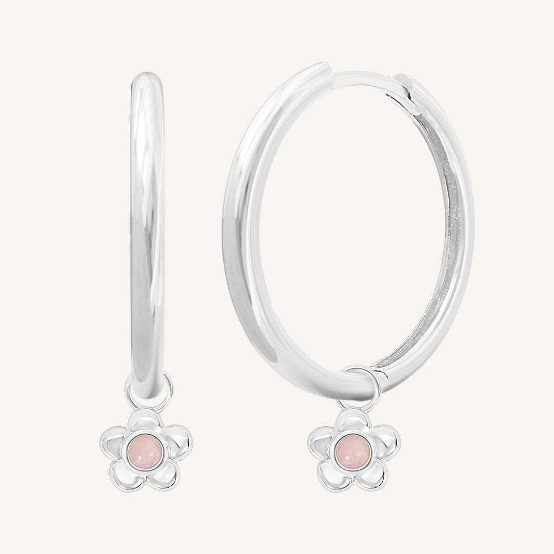 Blossom Flower Charm Hoops