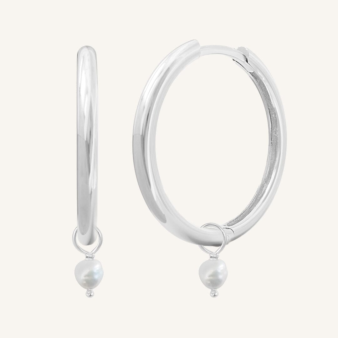 Pearl Plain Hoops - Stone of Potential