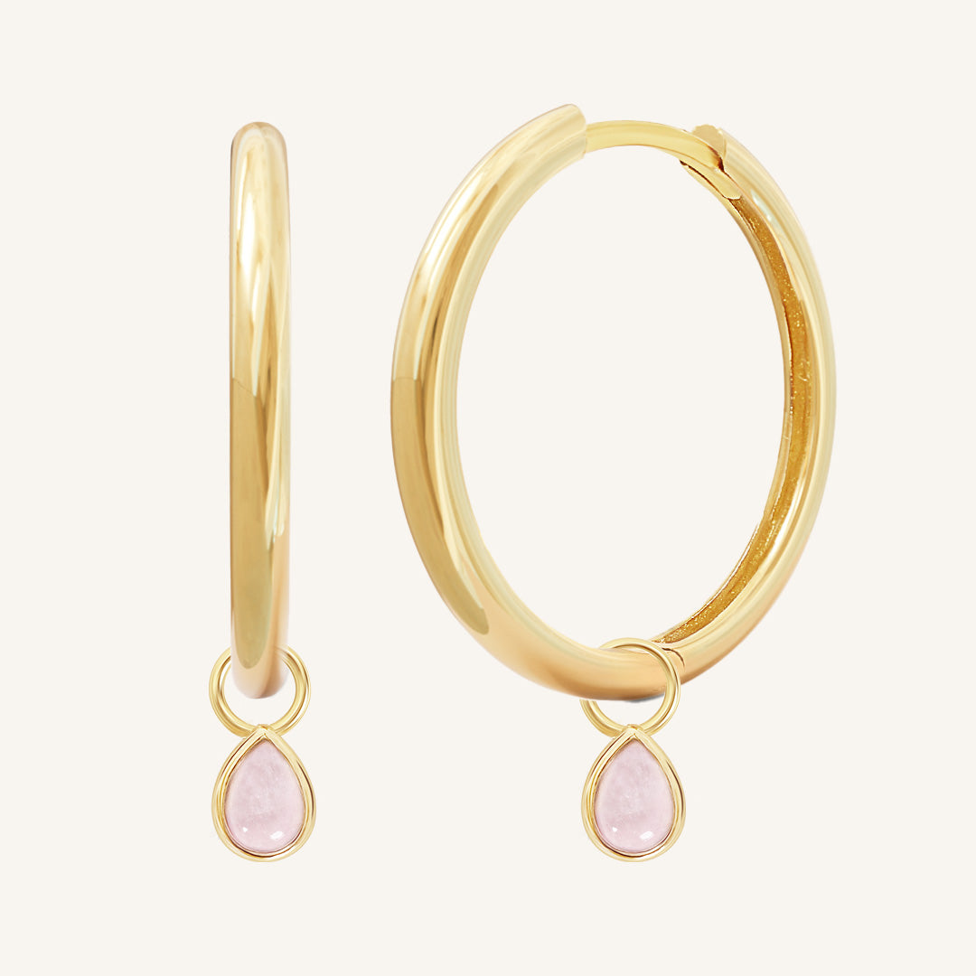 Rose Quartz Trove Charm Hoops