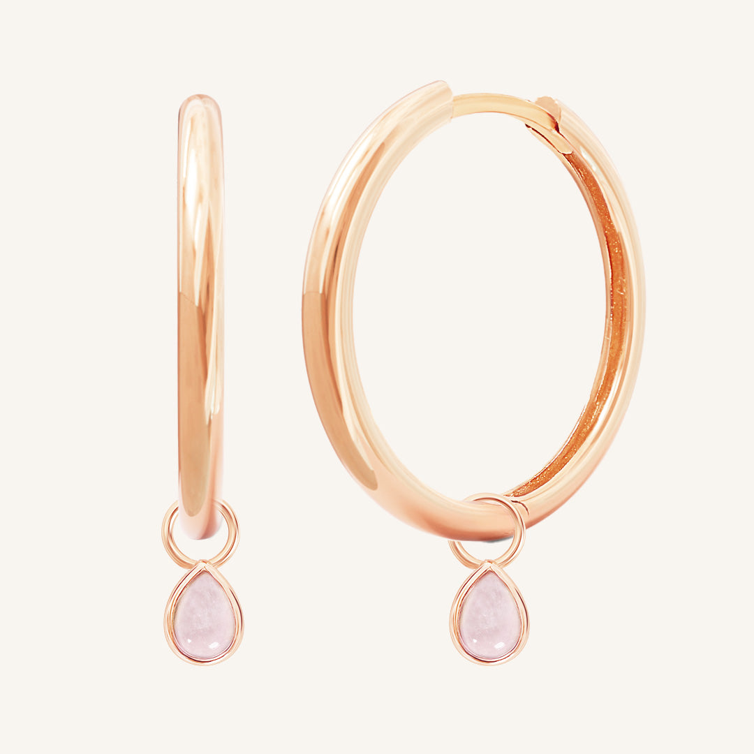 Rose Quartz Trove Charm Hoops