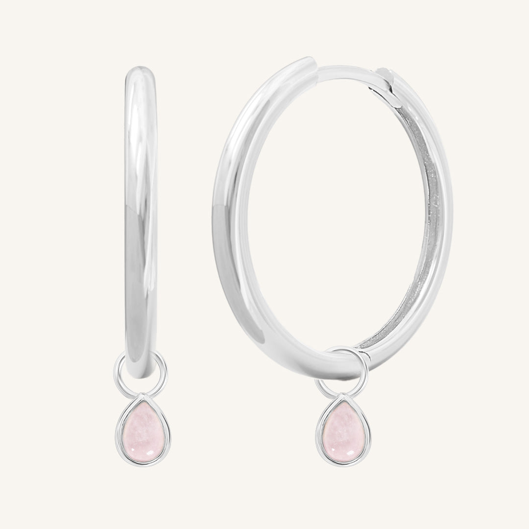 Rose Quartz Trove Charm Hoops