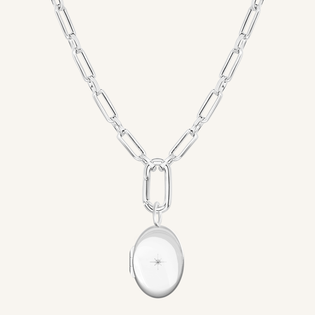 Oval Photo Locket Necklace