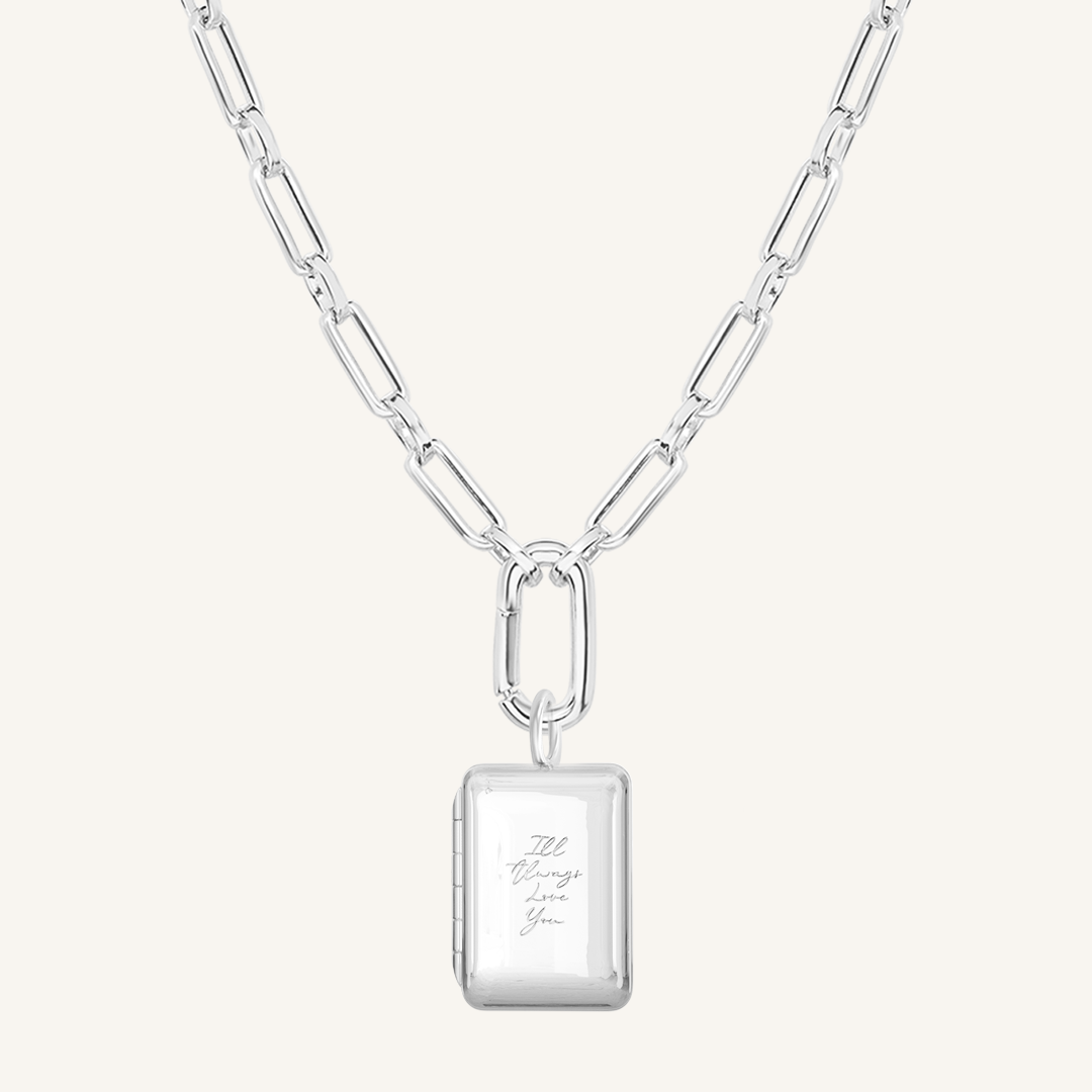 Etch Engraved Story Photo Locket Necklace
