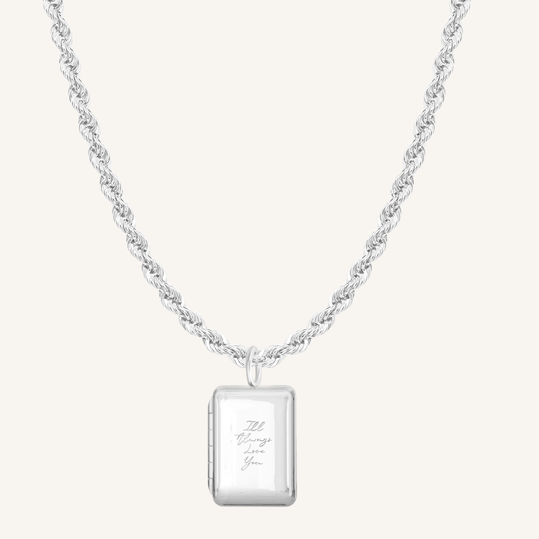 Etch Engraved Story Photo Locket Necklace