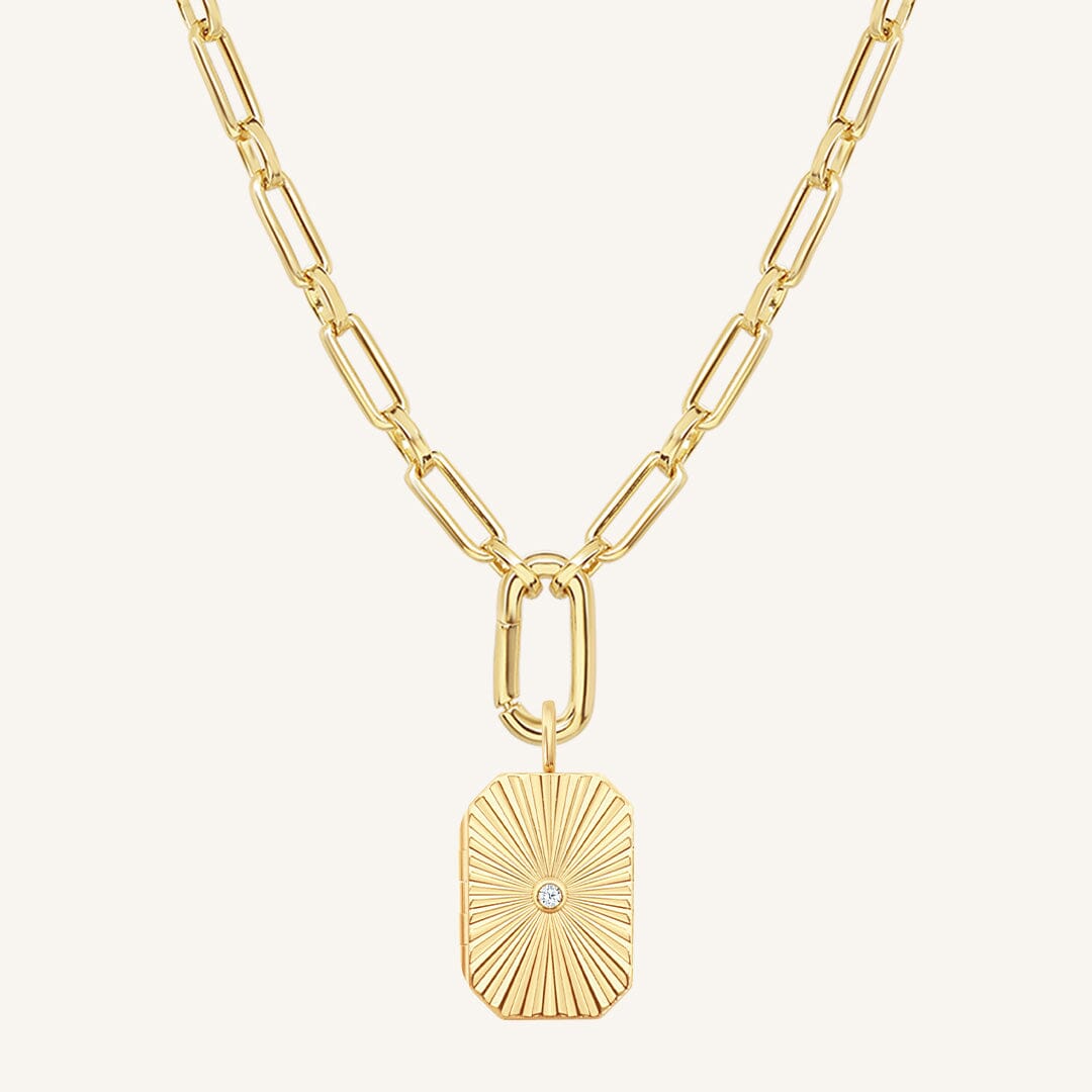Amata Bevel Photo Locket Necklace
