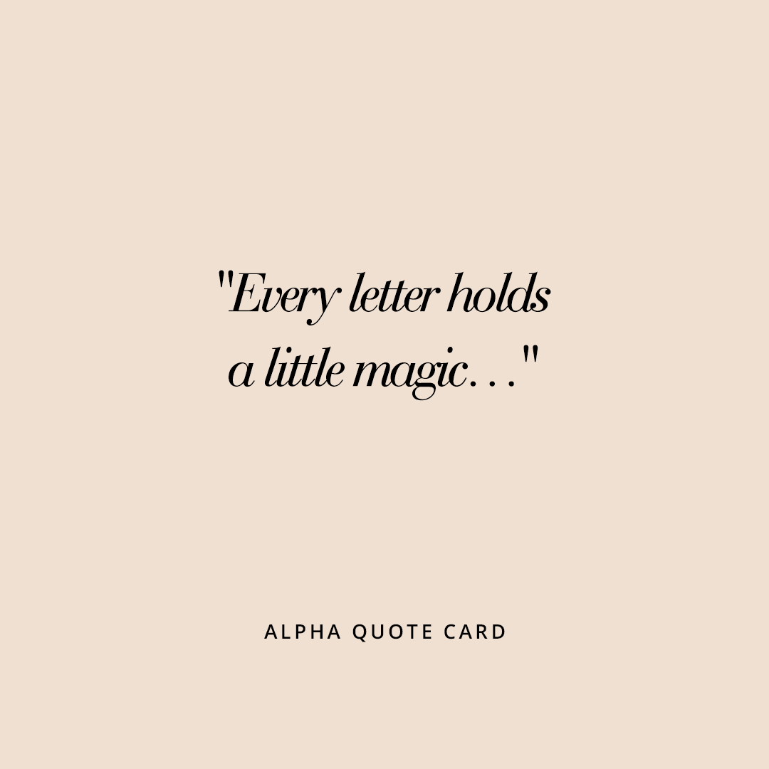 Alpha Quote charm card