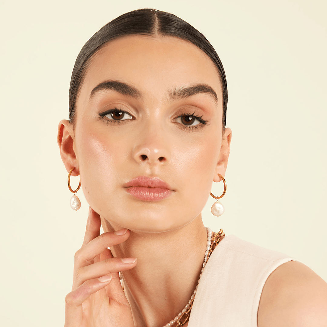 Capri Pearl Charm Hoops