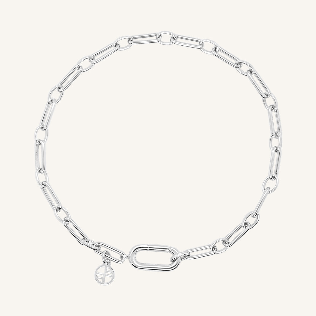 A silver-toned link bracelet