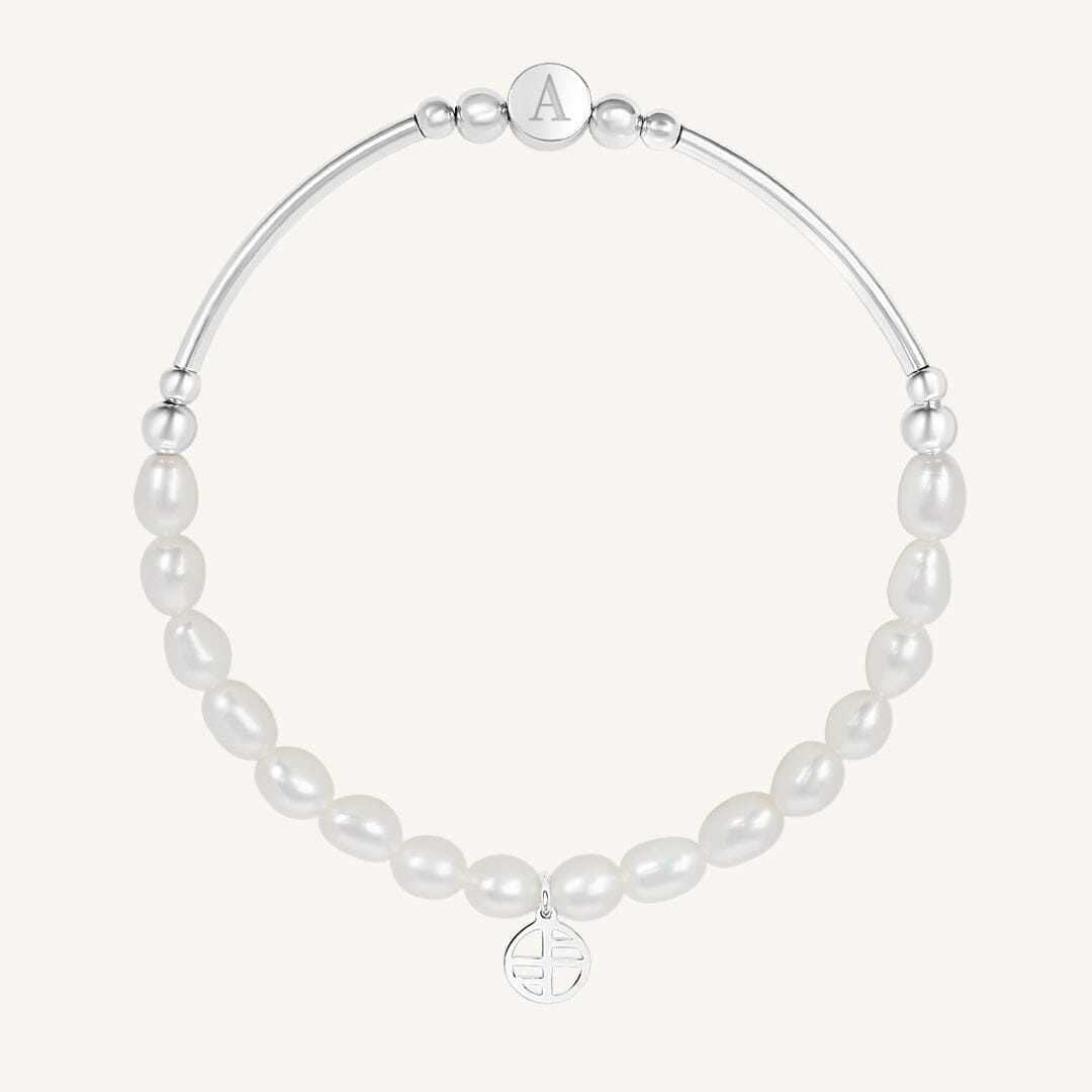 Etch Alpha Charm Pearl Bracelet