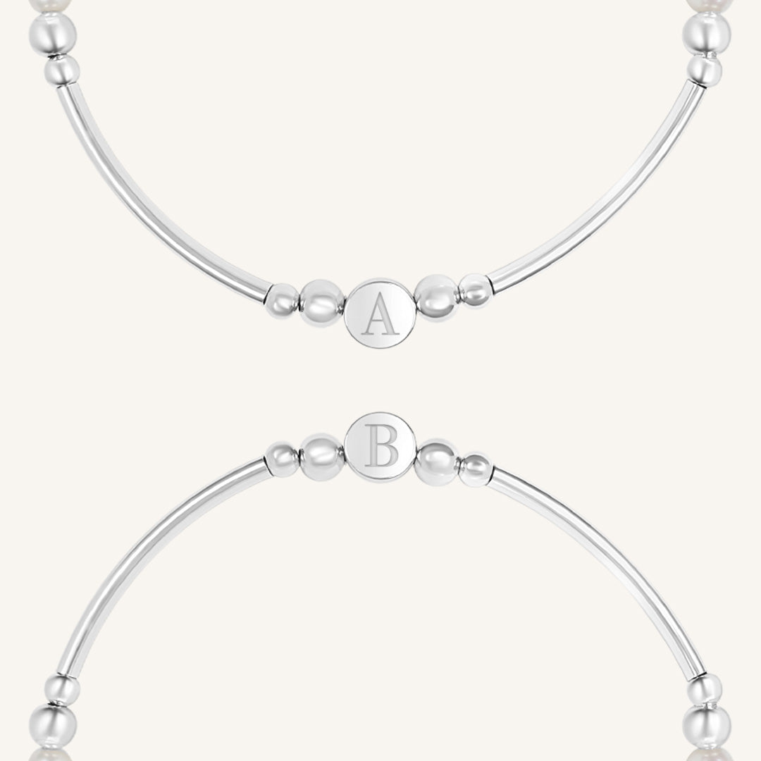 Etch Alpha Charm Pearl Bracelet