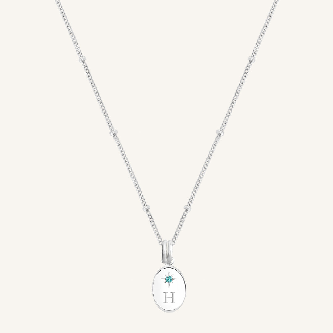 Etch Birthstone Charm Necklace