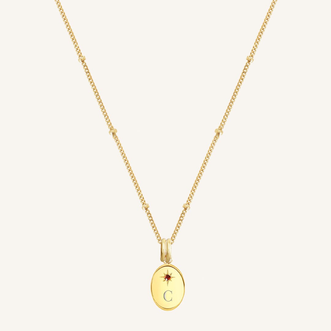Etch Birthstone Charm Necklace