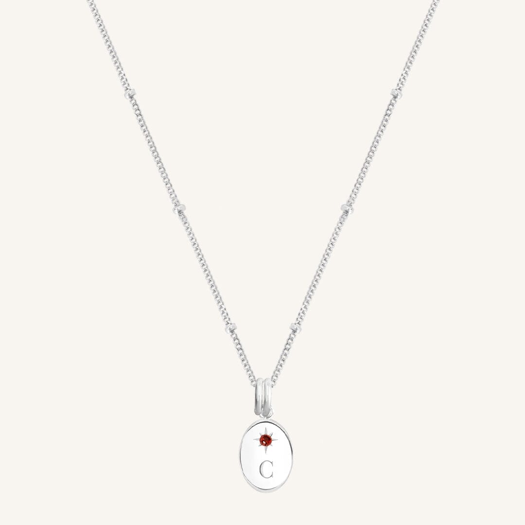 Etch Birthstone Charm Necklace