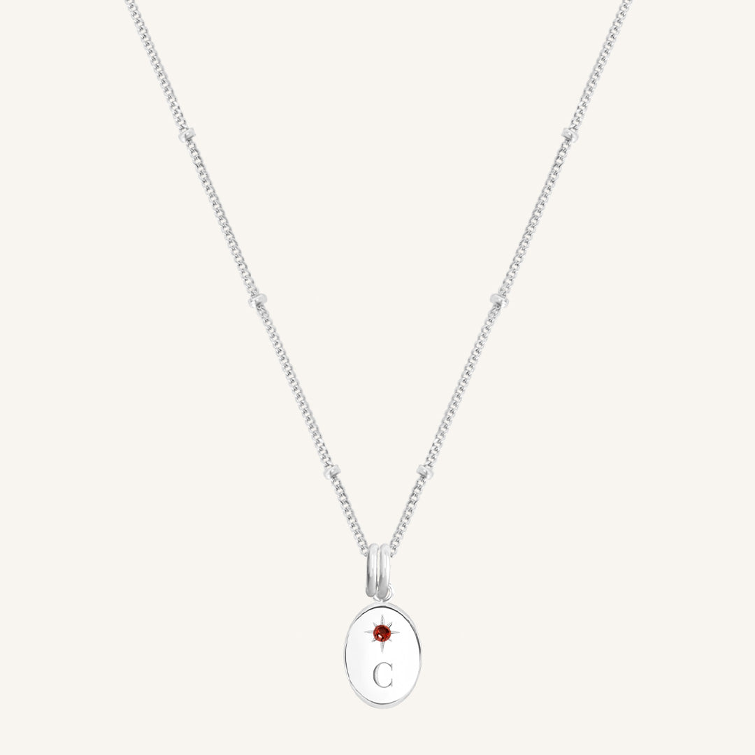 Etch Birthstone Charm Necklace